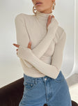 product Princess Polly Full Sleeves High Neck  Elysium Long Sleeve Turtleneck Top Bone