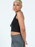 product Princess Polly Sleeveless Asymmetric Neckline  The Rolling Stones Butterly Cropped Tank Black