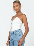 side view of model wearing Princess Polly Sonya Bodysuit White Sleeveless Sweetheart 