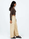 product Princess Polly Mid Rise  Adrianne Wide Leg Cargo Jeans Stone