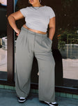 Front view of model wearing  front Princess Polly Low Rise Pants Low Rise Pants Low Rise Pants Low Rise Pants  Archer Pants Light Grey Curve