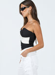 product Princess Polly Sleeveless Sweetheart  Carelli Strapless Top Black / Beige