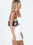 side view of model wearing Princess Polly Alaska Strapless Mini Dress White 