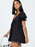 side view of model wearing Princess Polly Blissful Mini Dress Black 