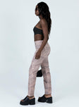 side view of model wearing Princess Polly Aryana Straight Leg Jeans Multi Mid Rise 