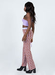 side view of model wearing Princess Polly Kirsty Retro Tile Pants Pink 