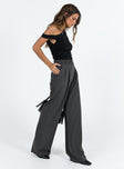 Front view of model wearing  front Princess Polly Low Rise Pants High Waisted Pants  Archer Pants Slate