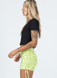   side view of model wearing Princess Polly Cinzia Mini Skirt Green 