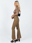 side view of model wearing Princess Polly Everette Pants Brown 