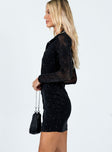 side view of model wearing Princess Polly Friday Fever Mini Dress Black 