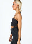 side view of model wearing Princess Polly Aroya Top Black 