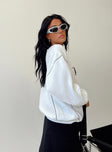 back view of model wearing Princess Polly Portland Oversized Crewneck Sweatshirt White 