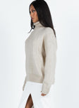 product Oswin Turtleneck Sweater Oatmeal Princess Polly  