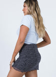   side view of model wearing Princess Polly Text Me Mini Skirt Black 