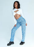 front view of model wearing Princess Polly Michigan Lillie Wide Leg Denim Jeans Mid Rise 