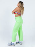 side view of model wearing Princess Polly Denver Denim Jeans Lime Green Mid Rise 