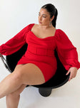 product Princess Polly Square Neck  Lillie Long Sleeve Mini Dress Red Curve