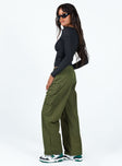 Front view of model wearing  front Princess Polly  Erave Parachute Pants Khaki