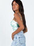 side view of model wearing Princess Polly Jesson Bodysuit Multi Sleeveless Square Neck 