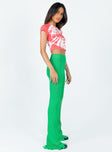 side view of model wearing Princess Polly Anderson Pants Green 