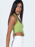 side view of model wearing Princess Polly Sami Top Green 