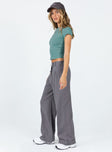 Front view of model wearing  front Princess Polly High Waisted Pants  Adkins Pants Grey