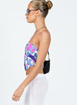 side view of model wearing Princess Polly Amaia Top Pink Floral 