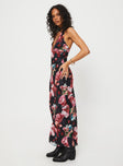 product Princess Polly Square Neck  Moulin Halter Maxi Dress Black / Red Floral