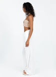 side view of model wearing Princess Polly Morland Pants White High Waisted Pants 