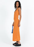 Front view of model wearing  front Princess Polly Asymmetric Neckline  Eberose Reversible Maxi Dress Orange