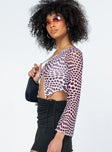 side view of model wearing Princess Polly Harrison Long Sleeve Mesh Top Black / White 