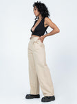 side view of model wearing Princess Polly Kira-Jane Pants Cream 