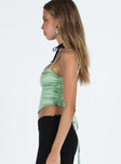 product Princess Polly Sleeveless Square Neck  Zora Satin Top Green