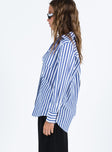 product Princess Polly Full Sleeves V-Neck  Shaylan Stripe Shirt Blue