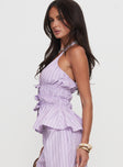 Best Of Me Halter Ruched Top Lilac Stripe