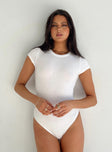 front view of model wearing Princess Polly Harlea Bodysuit White Sleeveless 