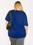 back view of model wearing Princess Polly Be Kind Charity Oversized Tee Blue Curve Short Sleeves Crew Neck 