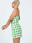   side view of model wearing Princess Polly Natalia Mini Skirt Green 