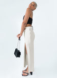   side view of model wearing Princess Polly The Lonely Maxi Skirt Cream Maxi 