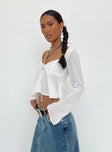 product Princess Polly Full Sleeves Asymmetric Neckline  Godet Top White