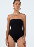 product Princess Polly Sleeveless Asymmetric Neckline  Makena Strapless Bodysuit Black