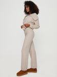 side view of model wearing Princess Polly Umanzor Pants Beige High Waisted Pants 