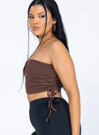 side view of model wearing Princess Polly Leala Top Brown 