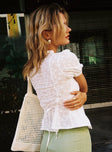 back view of model wearing Princess Polly Sez Top White Short Sleeves Plunger 