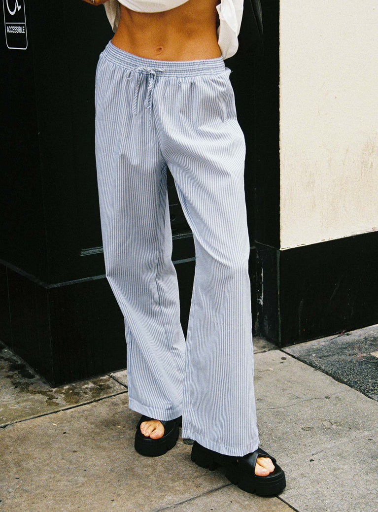 Holiday Tie Front Pant Blue/ White Stripe Petite