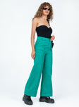 side view of model wearing Princess Polly Rubie-Jane Pants Green 