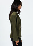 product Princess Polly Full Sleeves Square Neck  Louie Pleated Shirt Olive