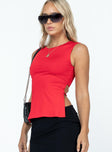 product Princess Polly Sleeveless Asymmetric Neckline  Uzo Top Red Low Impact