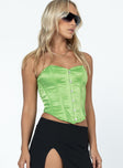 product Princess Polly Sleeveless Asymmetric Neckline  In The Moment Strapless Top Green