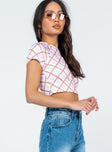 side view of model wearing Princess Polly Kaisen Top Check Multi 